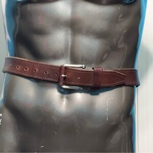 Daniel Cremieux Men's Brown thick Leather Belt with silver Buckle 42
